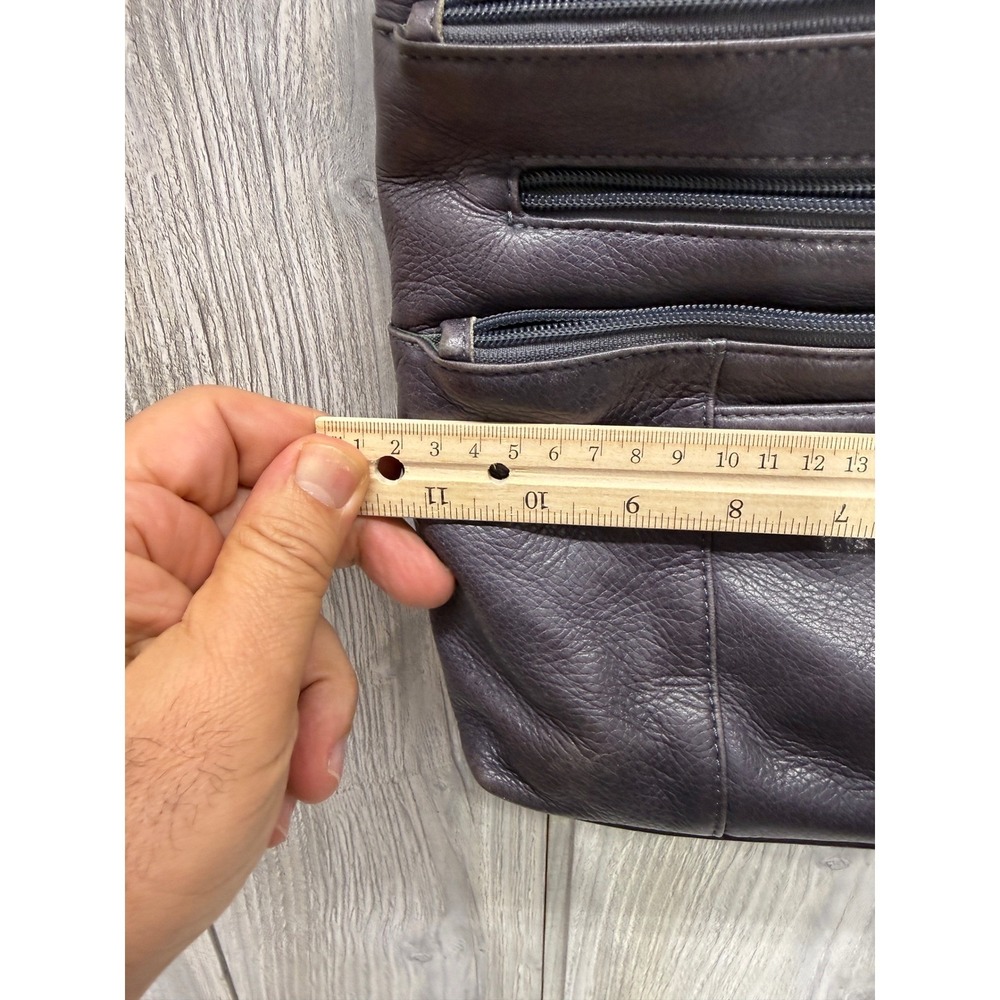Osgoode Marley Plum Leather Crossbody Bag RFID Multi-Zip Messenger Purple - Picture 4 of 16